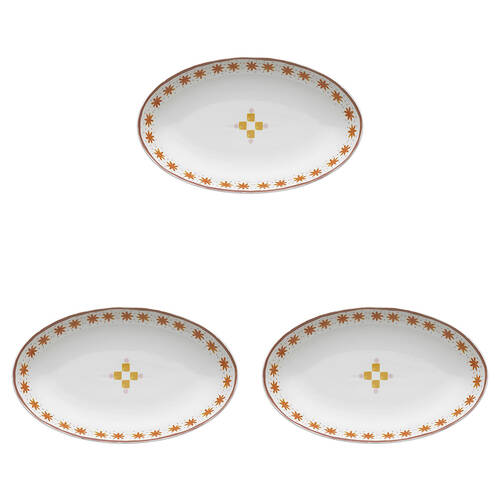 3PK Porto Fiesta Porcelain Oval Serve Plate Mosaic 32cm