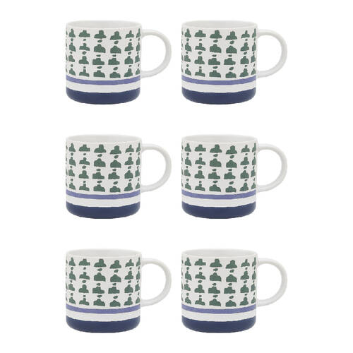 6PK Porto Vida Stoneware Drinking Mug w/ Handle 12cm/320ml - Cactus