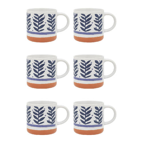 6PK Porto Vida Stoneware Drinking Mug w/ Handle 12cm/320ml - Leaves