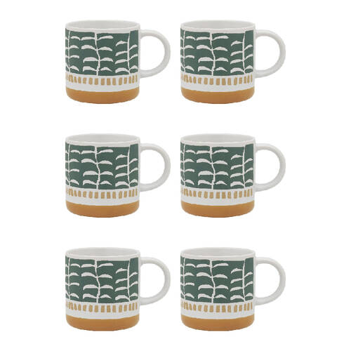 6PK Porto Vida Stoneware Drinking Mug w/ Handle 12cm/320ml - Jungle