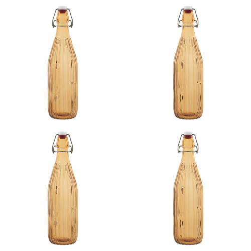 4PK Porto Pop Soda Lime Glass Bottle 30.5cm/900ml - Groove Tangerine