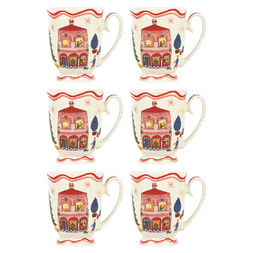 6PK Porto Porcelain Night Before Drinking Mug 11.5cm/280ml - Pink House