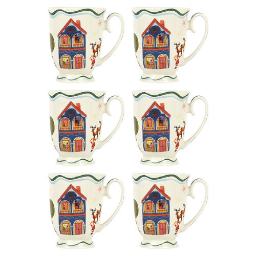 6PK Porto Porcelain Night Before Drinking Mug 11.5cm/280ml - Blue House