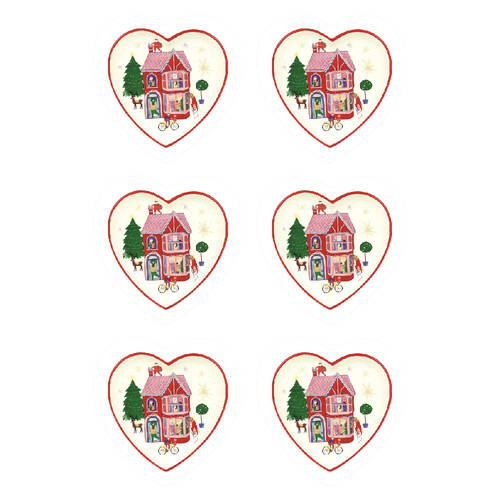 6PK Porto Night Before Dolomite Heart Plate 14cm House