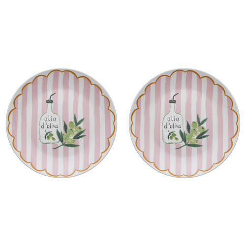 2PK Porto Cucina Porcelain Round Serving Platter 30cm Olive