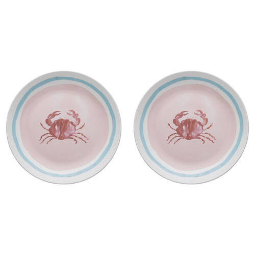2PK Porto Riviera Porcelain Round Platter Kitchen Serveware 30cm Crab