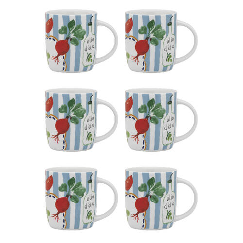 6PK Porto Cucina Porcelain Travel Drinking Mug 12cm/300ml - Fiesta