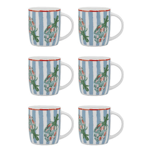 6PK Porto Cucina Porcelain Travel Drinking Mug 12cm/300ml - Artichoke
