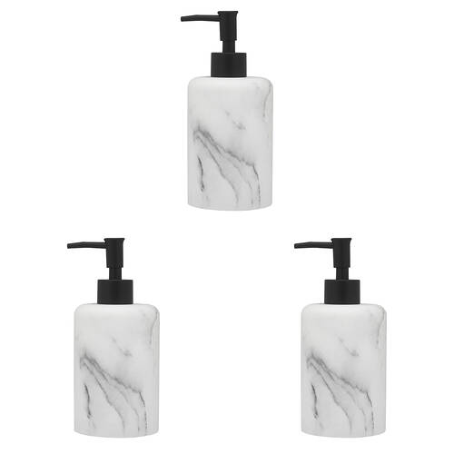 3PK Porto Plaza Resin Hand Soap Dispenser Container 18cm - Marble