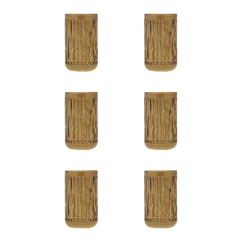 6PK Porto Ellis Glass Tumbler Cup Bath Organiser 12x7cm - Amber