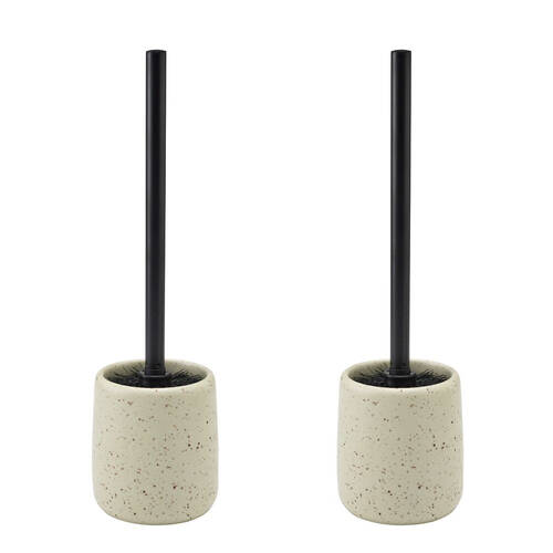 2PK Porto Reactive Glaze Stoneware Perry Bathroom Toilet Brush Holder Oat