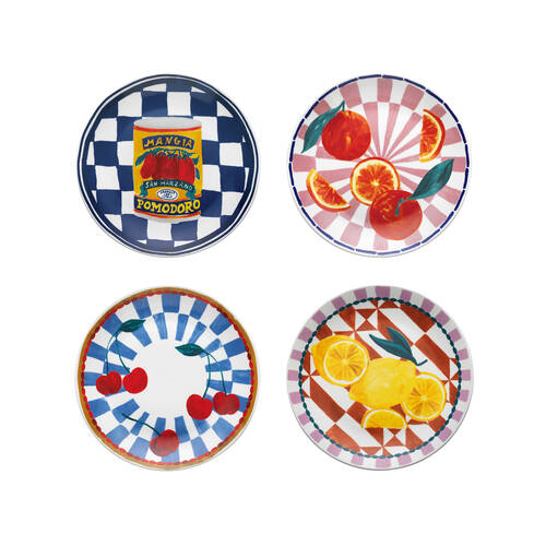 4pc Porto Valentina Porcelain Side Plates 20cm Assorted