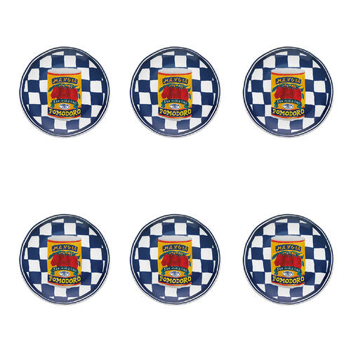 6PK Porto Valentina Porcelain Round Side Plate Tinned Tomato 20cm