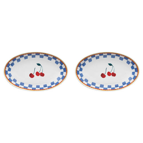 2PK Porto Valentina Porcelain Oval Serving Platter 32cm Cherry