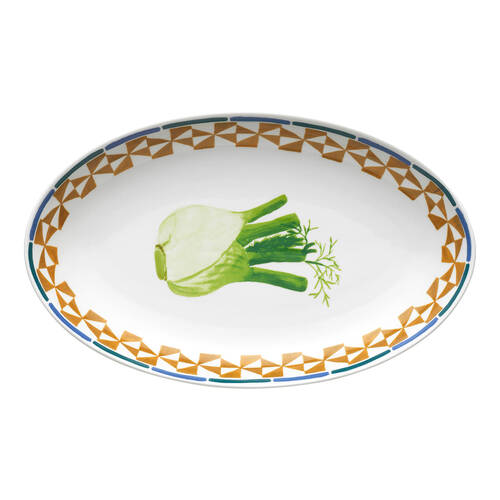 Porto Valentina Porcelain Oval Serving Platter 32cm Fennel