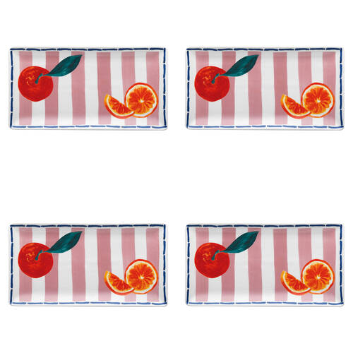 4PK Porto Valentina Porcelain Rectangle Serving Platter 29.5cm Tangerine