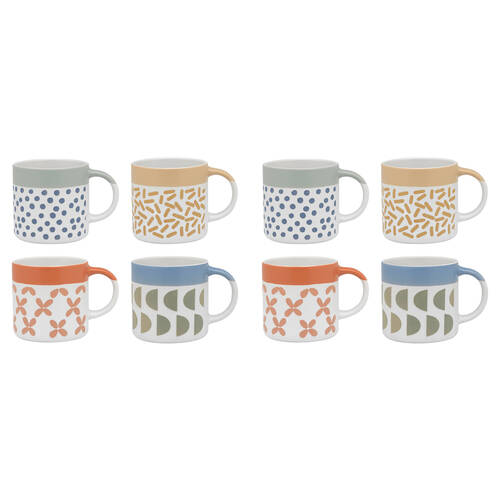8pc Porto Loft 320ml Stoneware Mugs Drinking Cup Assorted