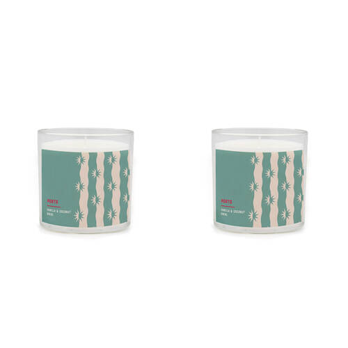 2PK Porto Illumina 425g Scented Wax Candle Coconut & Vanilla Swirl