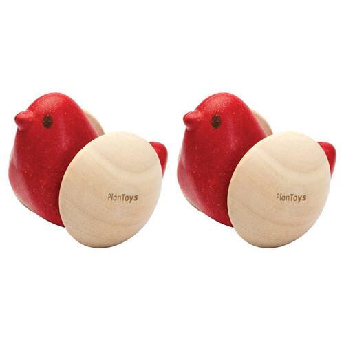 2PK PlanToys Wooden Bird Roller Kids Push/Pull Toy 6m+