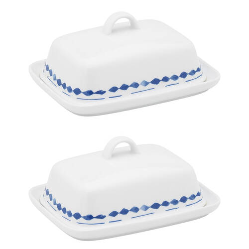 2PK Porto Porcelain Positano Kitchen Butter Storage Dish Multi-Coloured