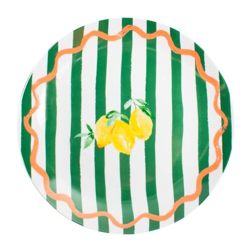 Porto Porcelain Limone Round Serving Platter 30cm Multi-Coloured Lemons
