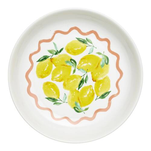 Porto Porcelain Limone Round Serving Bowl 30cm Multi-Coloured Lemons