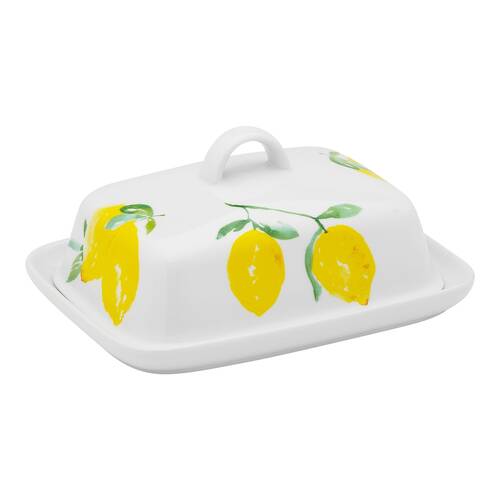 Porto Porcelain Limone Kitchen Butter Storage Holder Dish Multi-Coloured