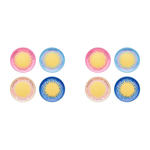 2x 4pc Porto Sole Outdoor Entertaining Side Plates Blush, Sea, Indigo, Pink