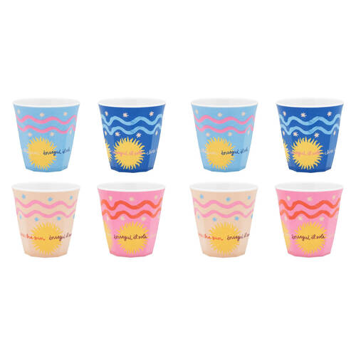 2x 4pc Porto Sole Outdoor Entertaining Tumblers 250ml Blush, Sea, Indigo, Pink