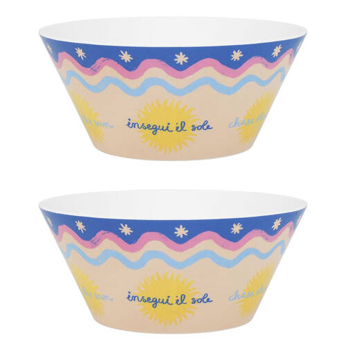 2PK Porto Sole Outdoor Entertaining Round Serving Bowl 25.7cm Multi-Coloured