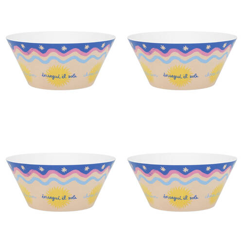 4PK Porto Sole Outdoor Entertaining Round Serving Bowl 25.7cm Multi-Coloured