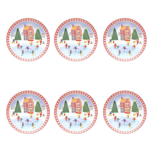 6PK Porto Porcelain Night Before Dinner Plate 20cm Ice Skating