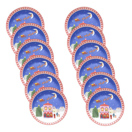 12PK Porto Porcelain Night Before Dinner Plate 20cm Santa Sleigh
