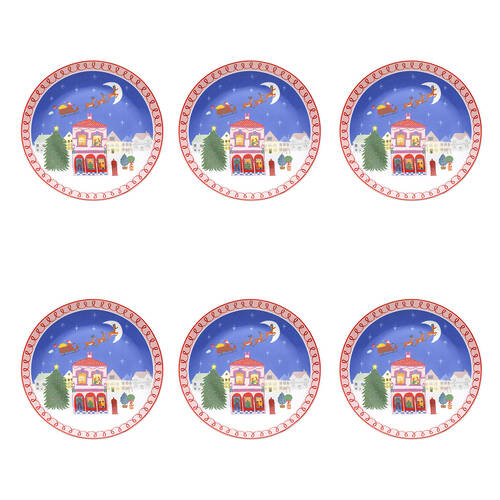 6PK Porto Porcelain Night Before Dinner Plate 20cm Santa Sleigh