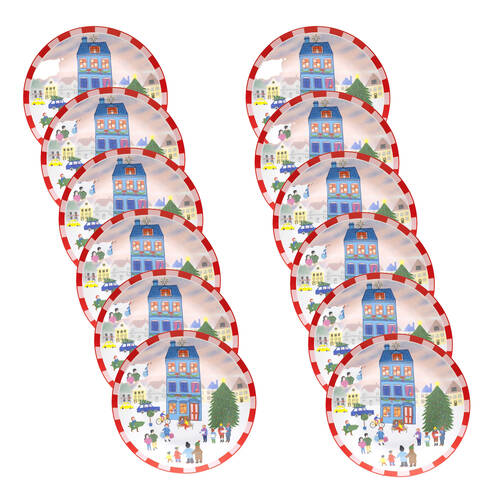 12PK Porto Porcelain Night Before Christmas Dinner Plate 20cm Village