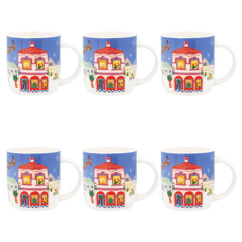 6PK Porto Night Before Christmas New Bone China Drinking Mug 330ml Santa Sleigh