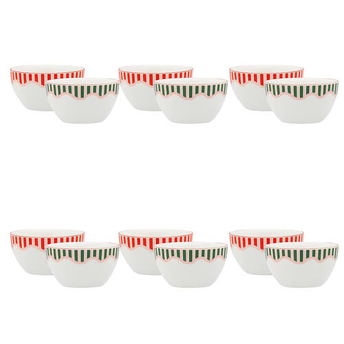 6x 2pc Porto Porcelain Night Before Dip Bowls 11cm Multi-Coloured
