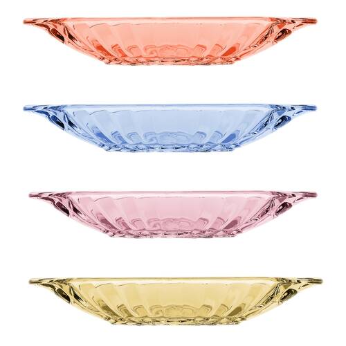 4pc Porto Soda Lime Glass Banana Split Dishes 150ml Citron, Ruby, Sky, Rose