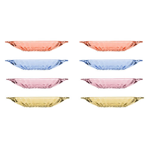 2x 4pc Porto Soda Lime Glass Banana Split Dishes 150ml Citron, Ruby, Sky, Rose