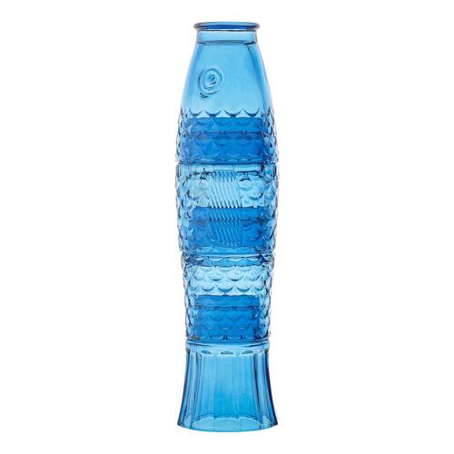 4pc Porto Mare Fish-Shaped Soda Lime Glass Tumblers Cups 210ml Blue