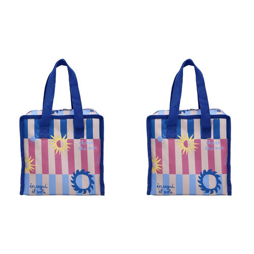 2PK Porto Sole Insulated Lunch Cooler Carry Bag 22x22x13cm Multi-Coloured
