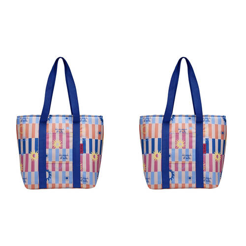 2PK Porto Sole Insulated Tote Cooler Carry Bag 48x17x38.5cm Multi-Coloured