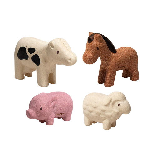 Plan Toys Farm Animals Set Kids/Childrens Toy Playset 12m+