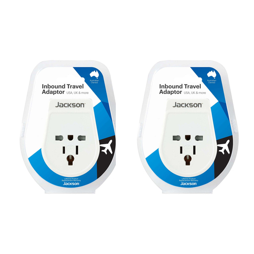 2PK Jackson Inbound Travel Slim Adapter USA/UK to AUS/NZ - White