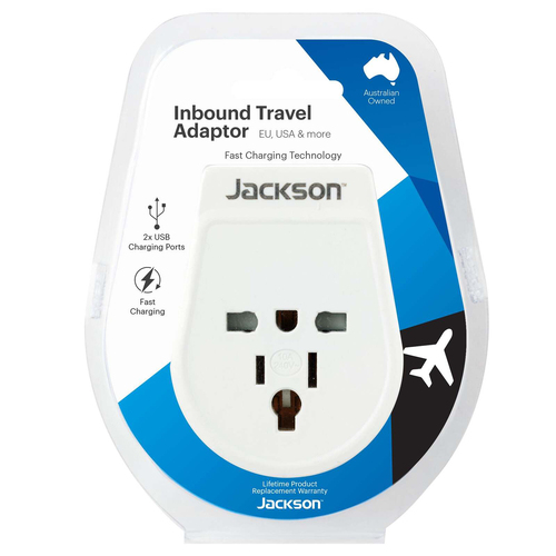 Jackson Inbound Travel Adapter US/UK to AUS/NZ Slim - White