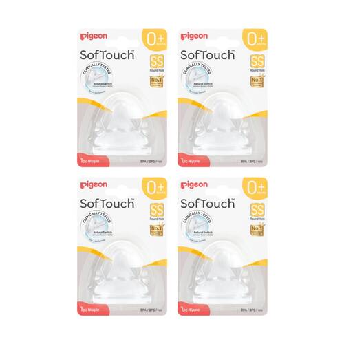 4PK Pigeon Softouch BPP Baby Bottle Teat SS Anti-Colic Peristaltic Plus 0m+