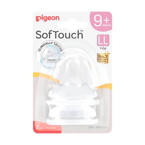 2pc Pigeon Softouch BPP Baby Bottle Teat LL Anti-Colic Peristaltic Plus 9m+