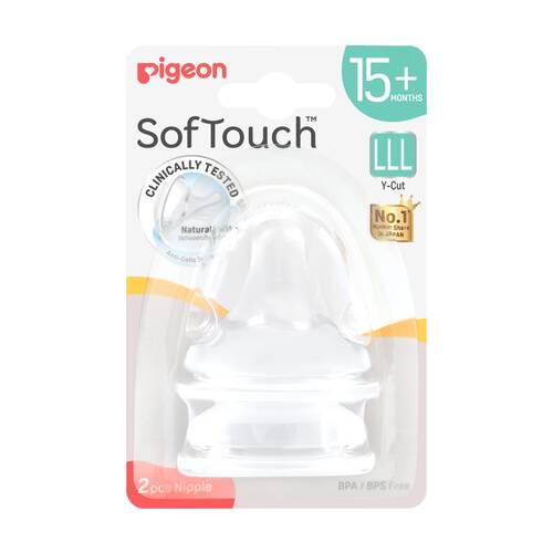 2pc Pigeon Softouch BPP Baby Bottle Teat LLL Anti-Colic Peristaltic Plus 15m+