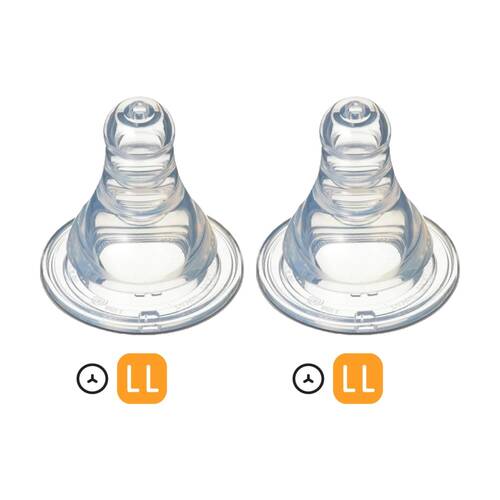 2x 2pc Pigeon Flexible Peristaltic Teat LL Baby Bottle Venting Y Cut 12m+