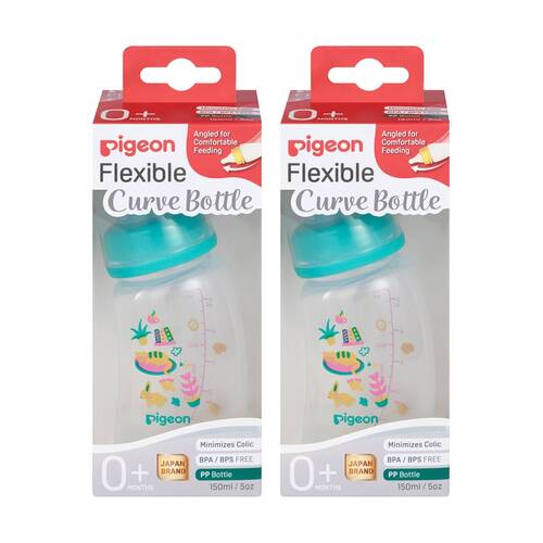 2PK Pigeon Flexible Curve Baby Bottle PP Home 150ml Anti-Colic Silicone 0m+